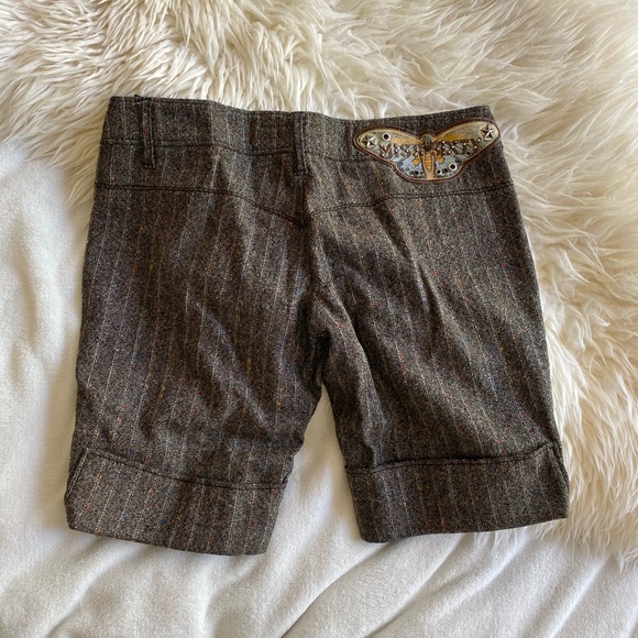 Miss Sixty Brown Pinstriped Shorts in 28 - Picture 2 of 4